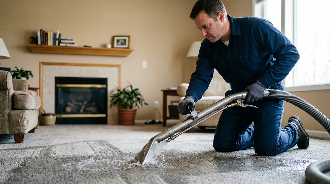 Water damage restoration technician working near Lineville, AL